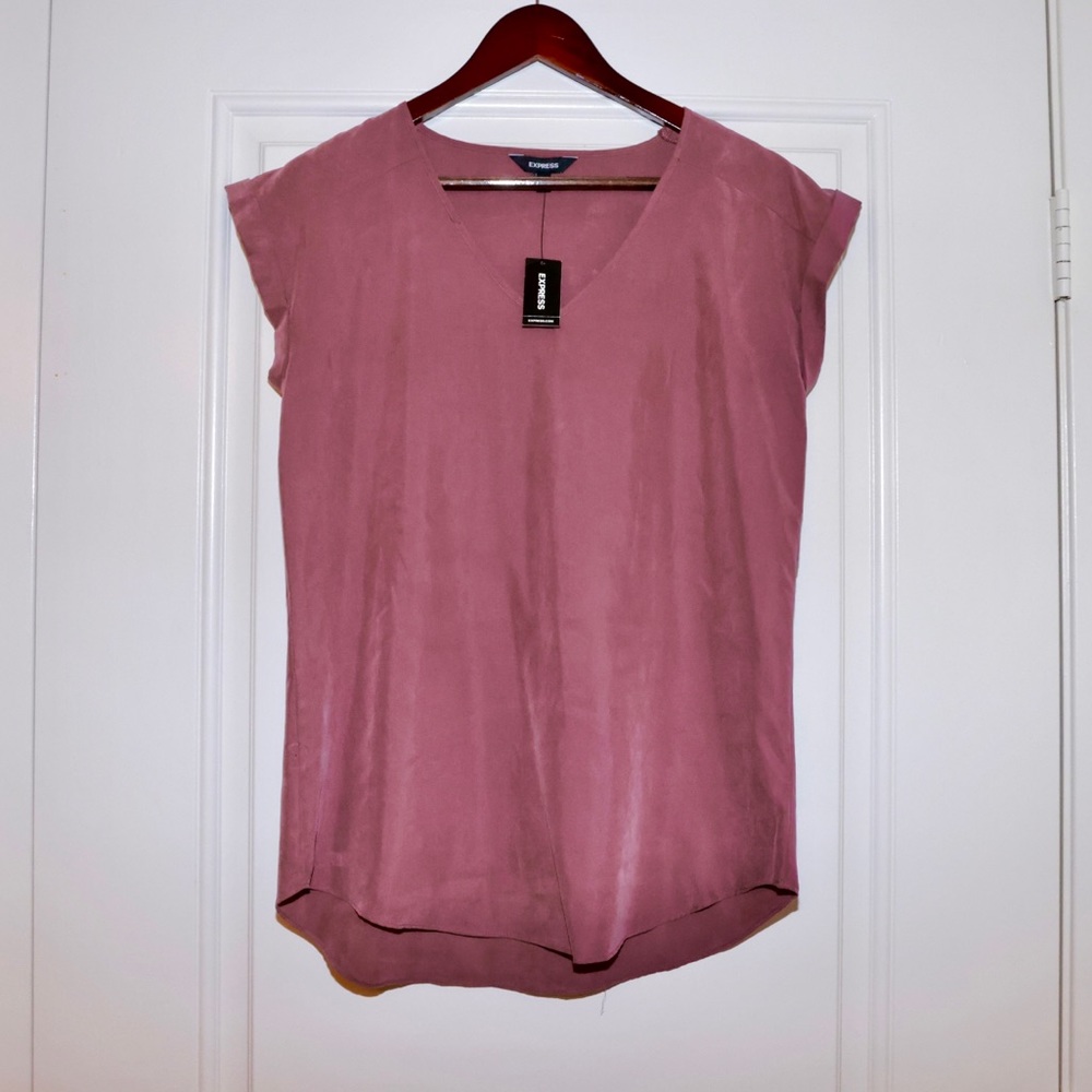NWT Express Purple V-Neck Blouse Shirt S